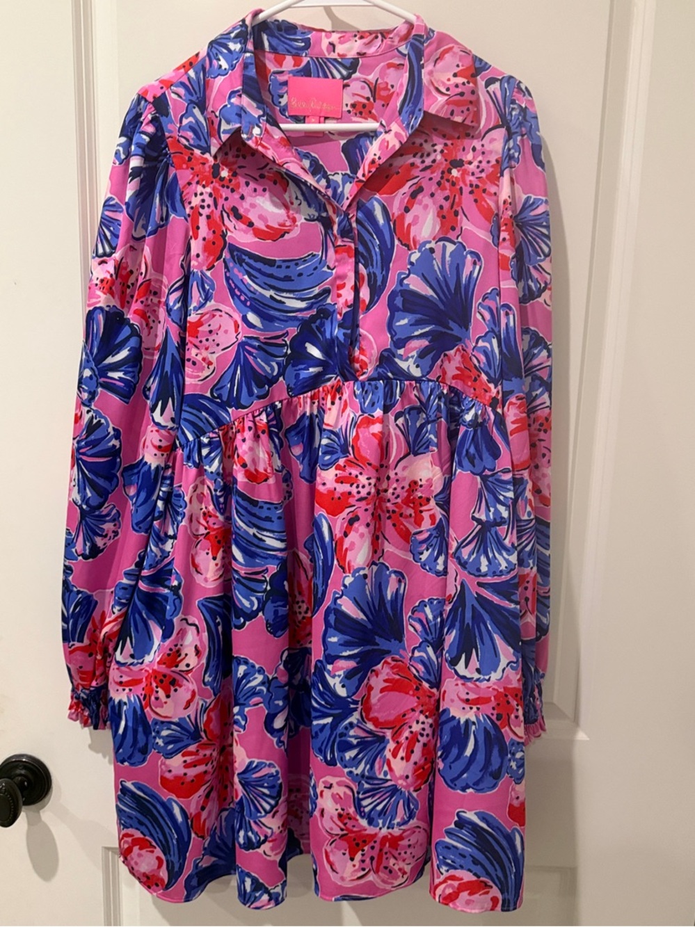 Lilly Pulitzer Floral Pink & Blue Long Sleeve Dress